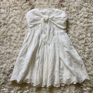 White Eyelet Lace Strapless Sundress Size S